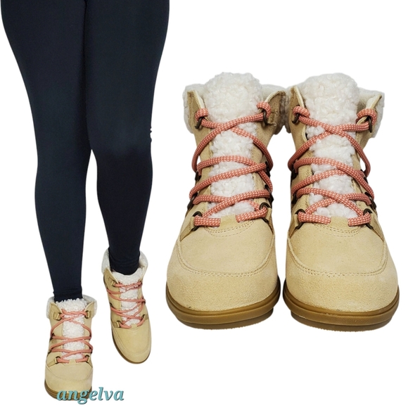 NWT Sorel Evie cozy lace boots ceramic paradox pink suede fur waterproof winter - Picture 4 of 16